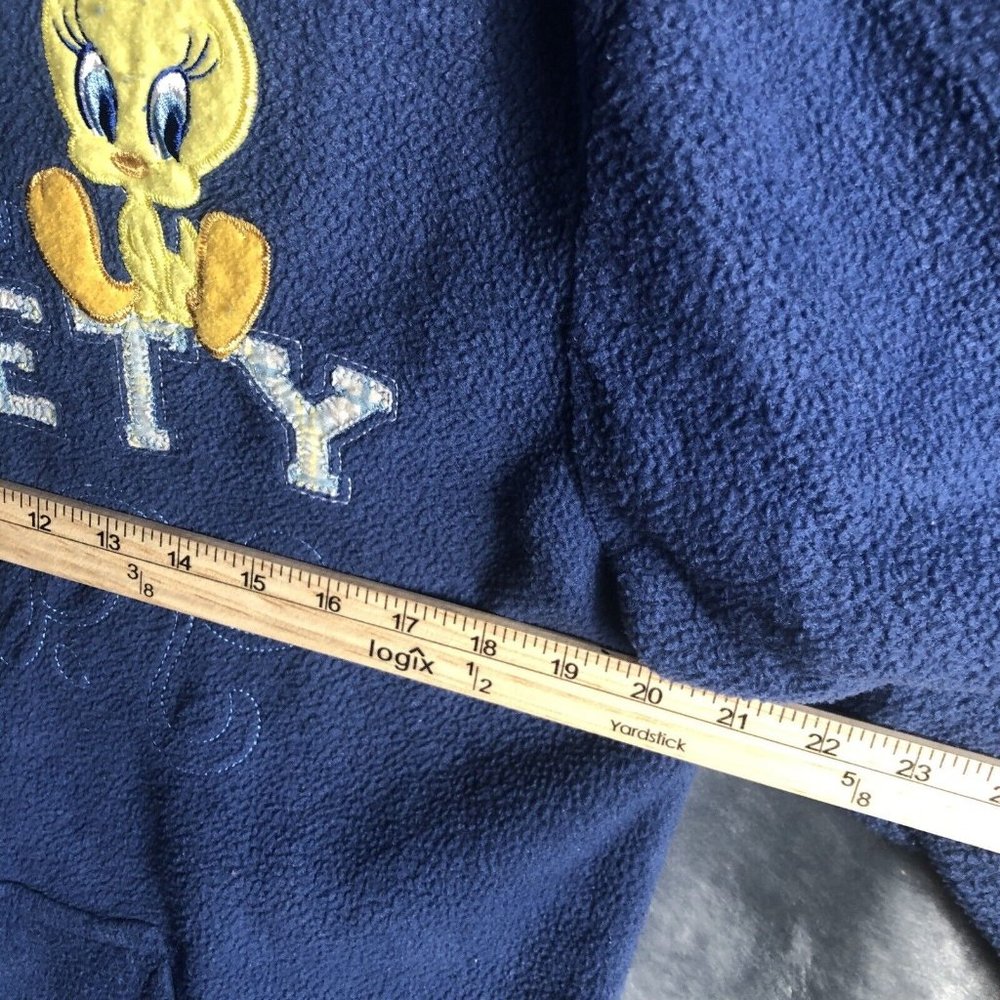 Women's Looney Tunes Tweety Bird Blue Fleece Zip Up Hoodie Sweatshirt Size Large - Picture 6 of 7
